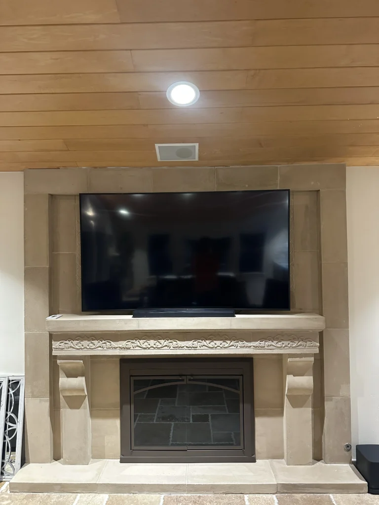 Over the fireplace
