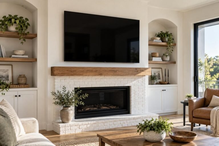 Over the fireplace