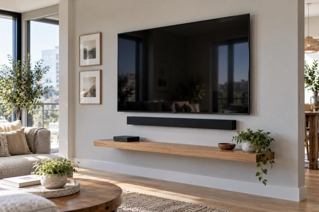 Soundbar, shelf & console setup