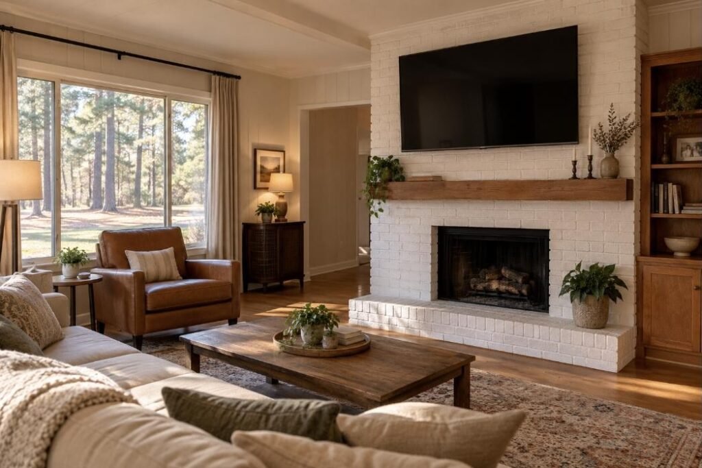 Wall-mounted TV in a Alabama home (illustration)