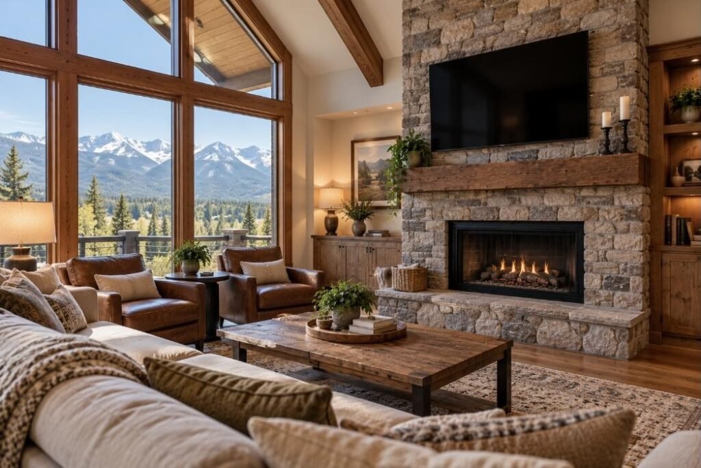 Wall-mounted TV in a Colorado home (illustration)