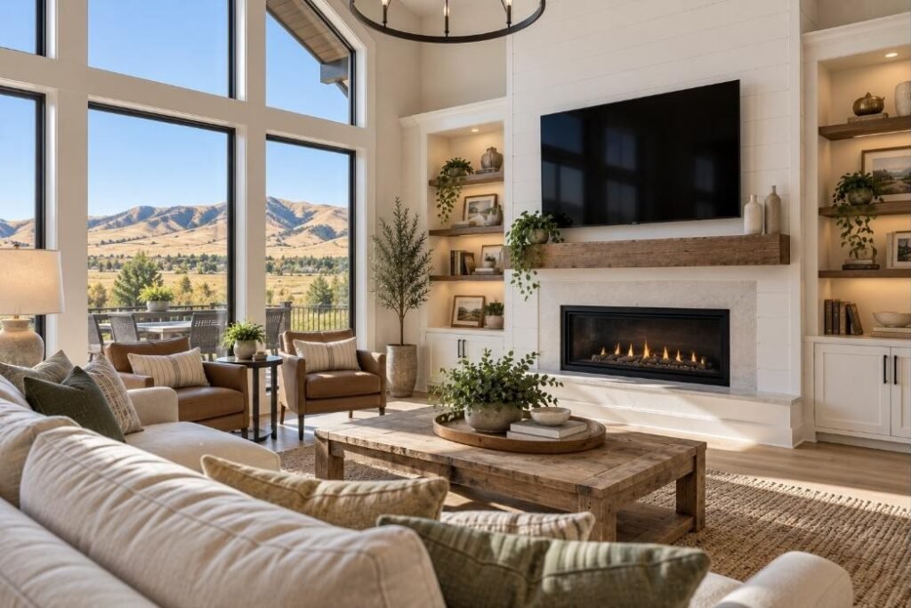 Wall-mounted TV in a Idaho home (illustration)