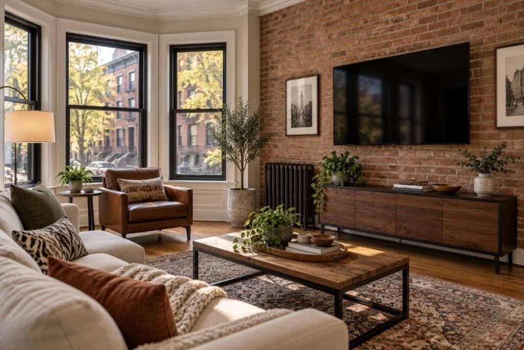 Wall-mounted TV in a Illinois home (illustration)