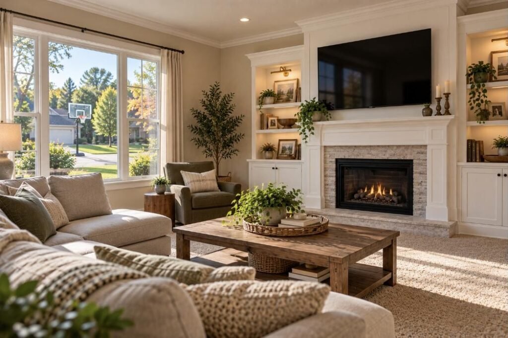 Wall-mounted TV in a Indiana home (illustration)