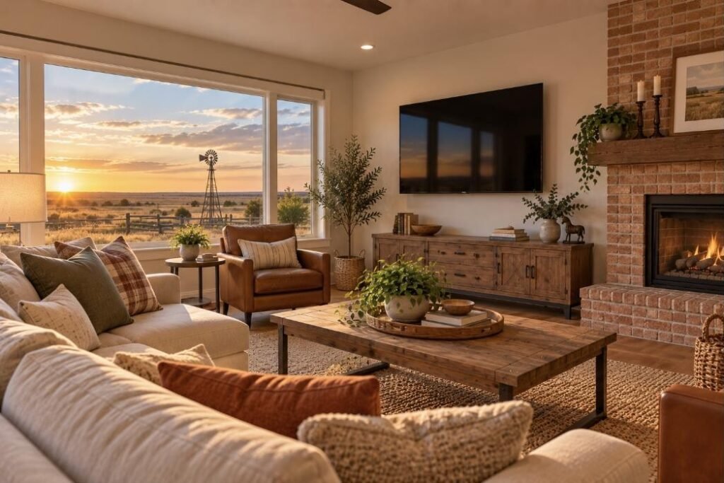 Wall-mounted TV in a Kansas home (illustration)