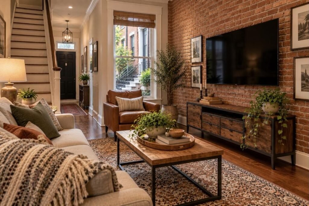 Wall-mounted TV in a Maryland home (illustration)