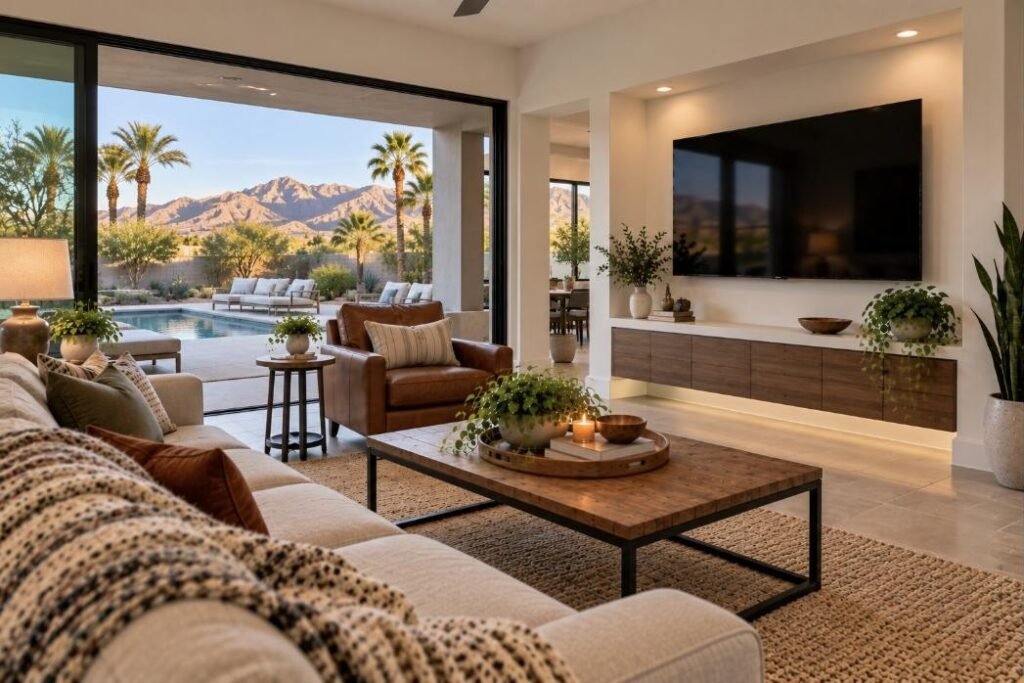 Wall-mounted TV in a Nevada home (illustration)