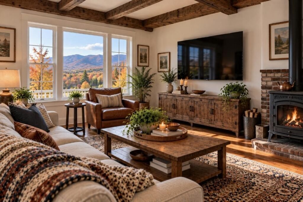 Wall-mounted TV in a New Hampshire home (illustration)