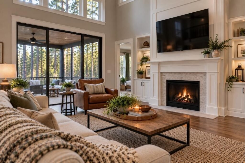 Wall-mounted TV in a North Carolina home (illustration)