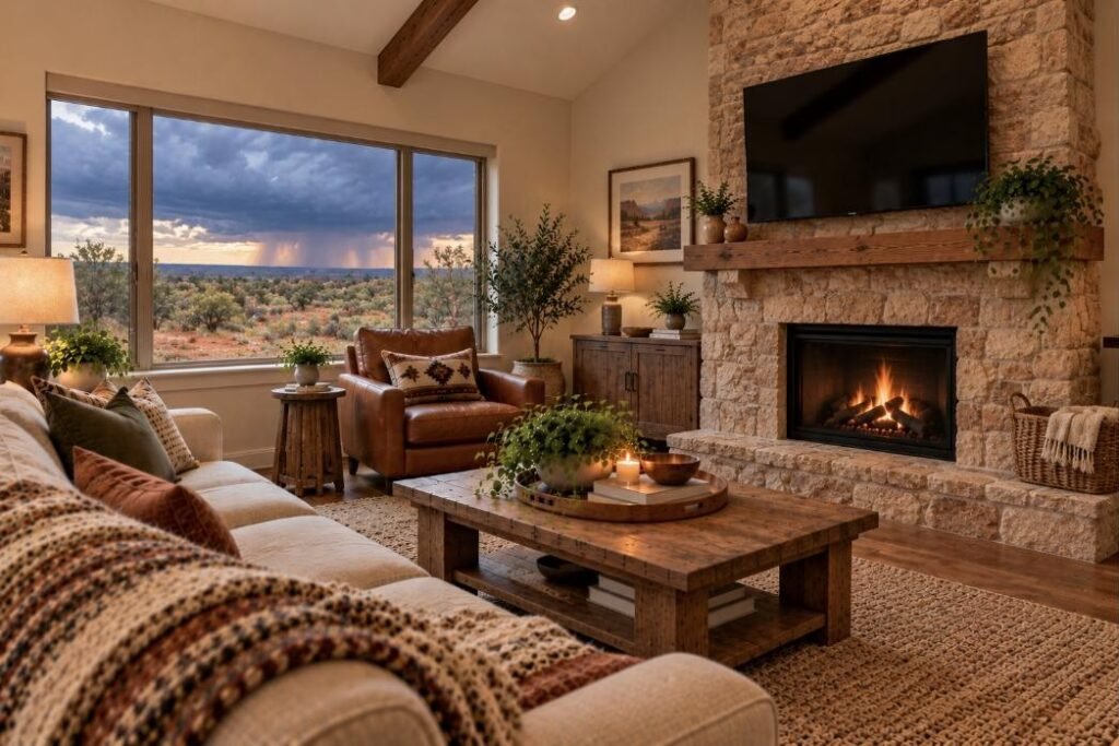 Wall-mounted TV in a Oklahoma home (illustration)