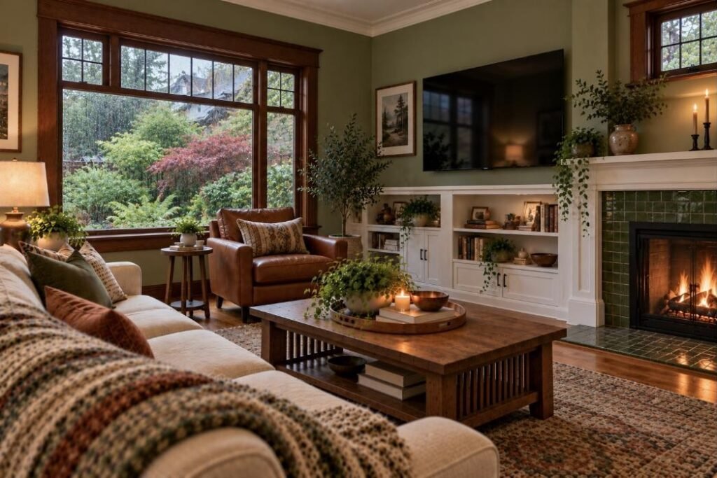 Wall-mounted TV in a Oregon home (illustration)