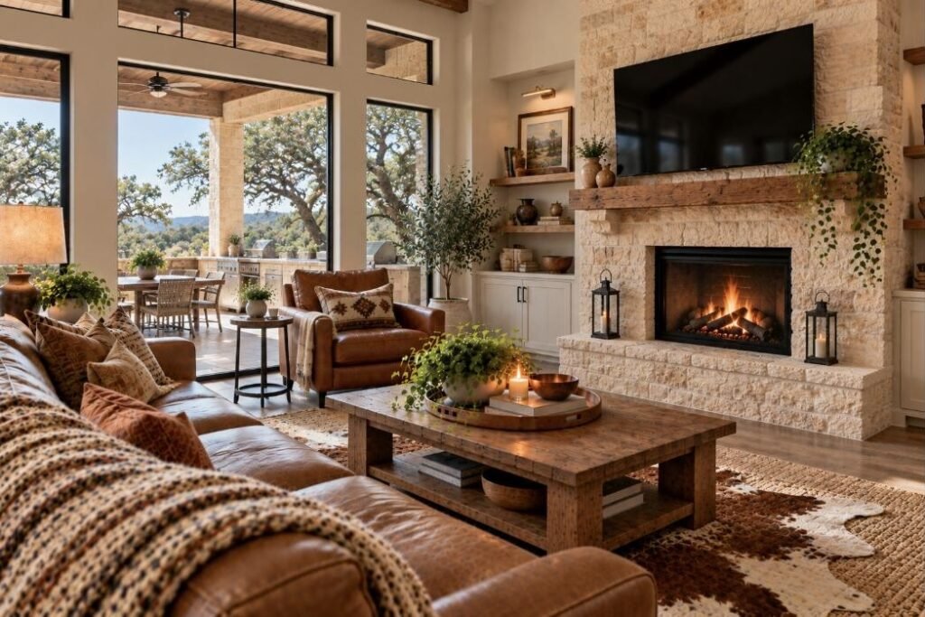 Wall-mounted TV in a Texas home (illustration)