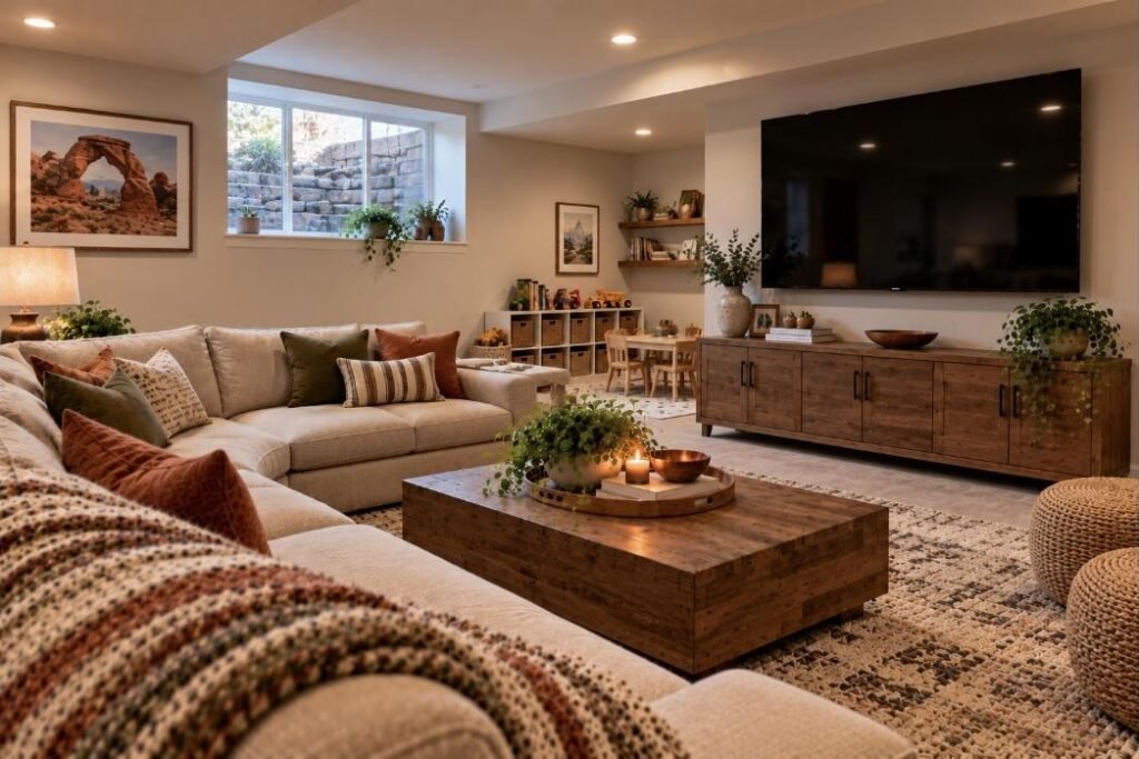 Wall-mounted TV in a Utah home (illustration)