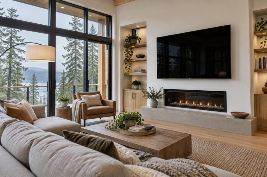 Wall-mounted TV in a Washington home (illustration)