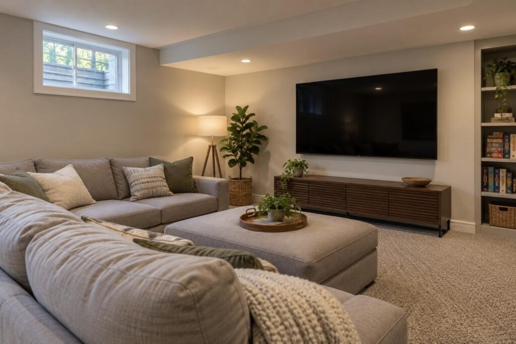 Wall-mounted TV in a Wisconsin home (illustration)