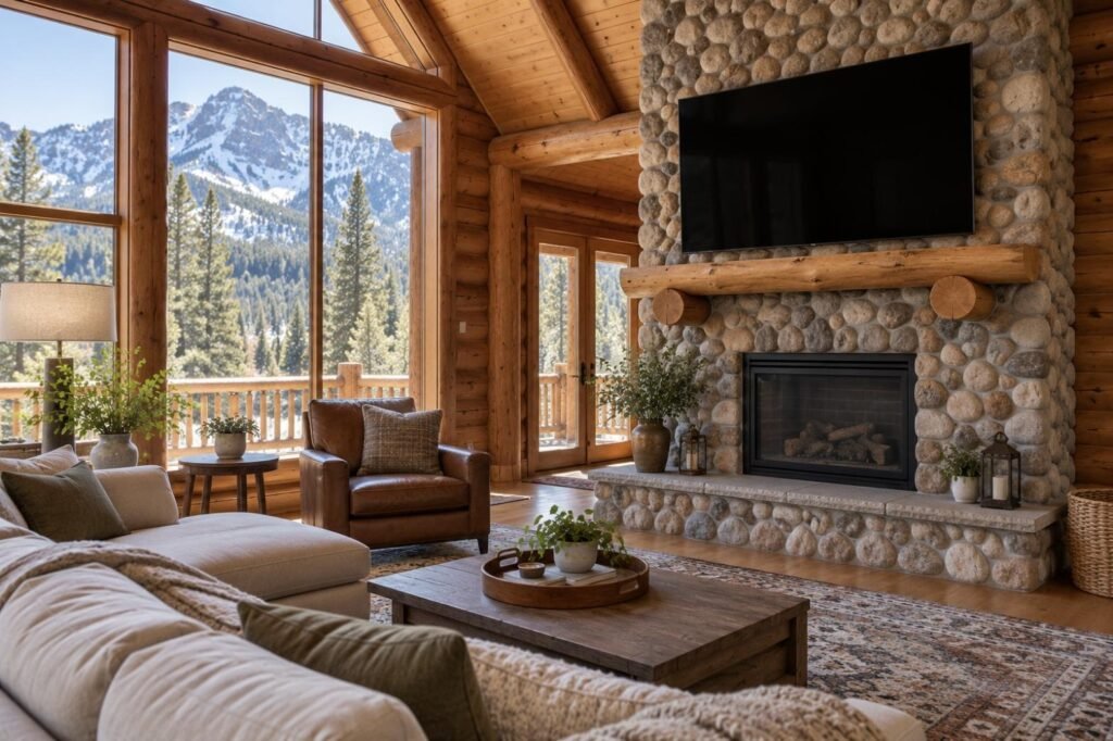 Wall-mounted TV in a Wyoming home (illustration)